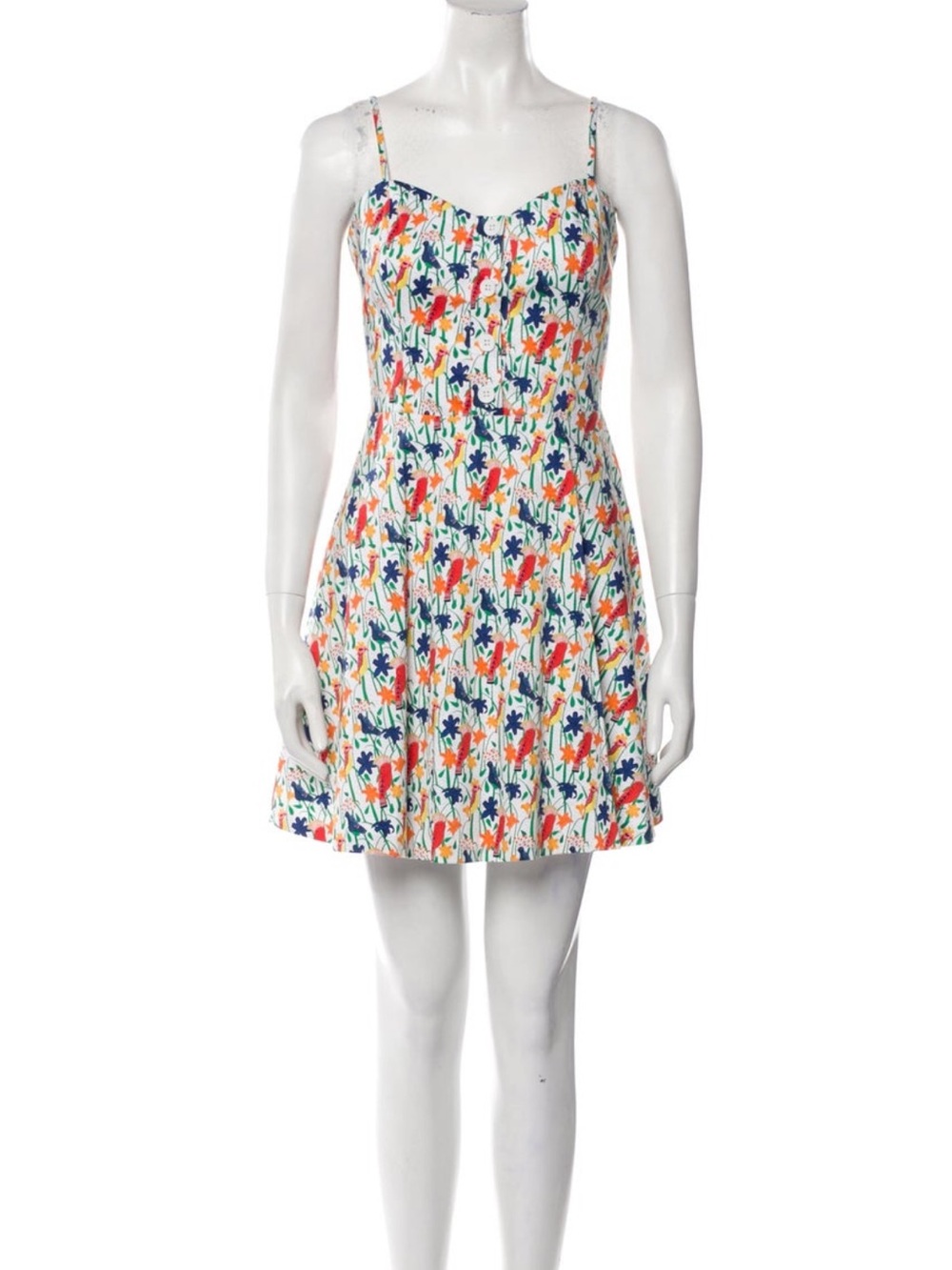 Etro White Floral-Print Spaghetti-Strap Mini Dress